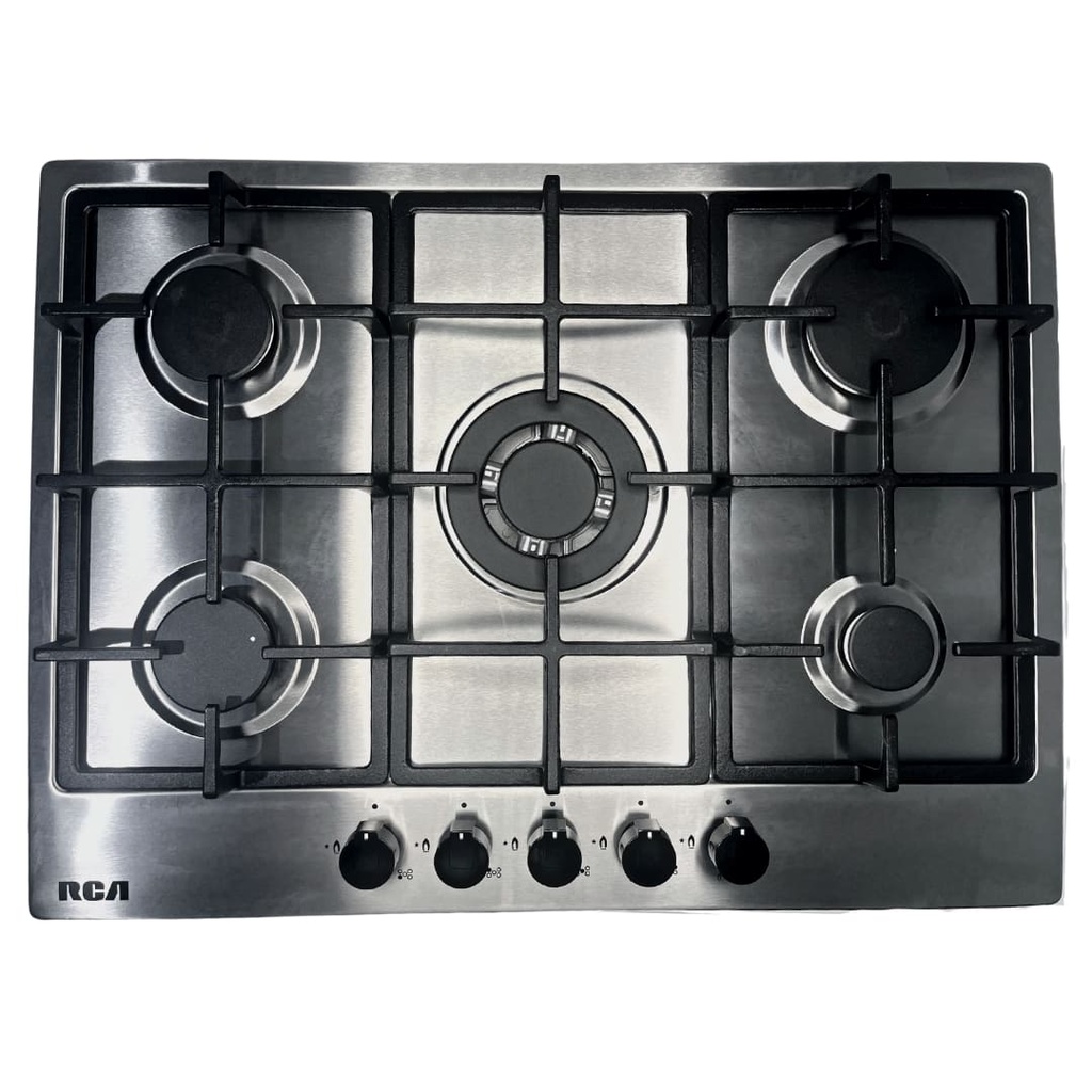 Encimera a gas RCA 5 Quemadores XFS7500-B2 Inox Triple Corona Negro