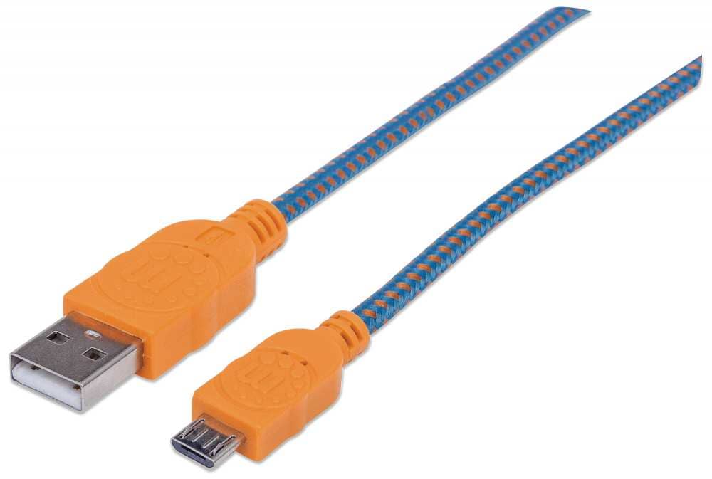 CABLE DE DATOS MANHATTAN MICRO USB AZUL/NARANJA 394024