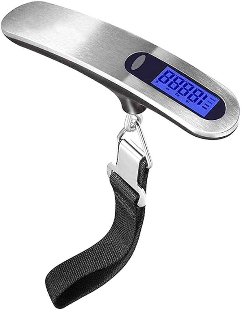 BALANZA DIGITAL PORTATIL PARA EQUIPAJE CON PANTALLA LCD SOPORTE DE LECTURA HASTA 50KG BATERIA 250MAH TE-27